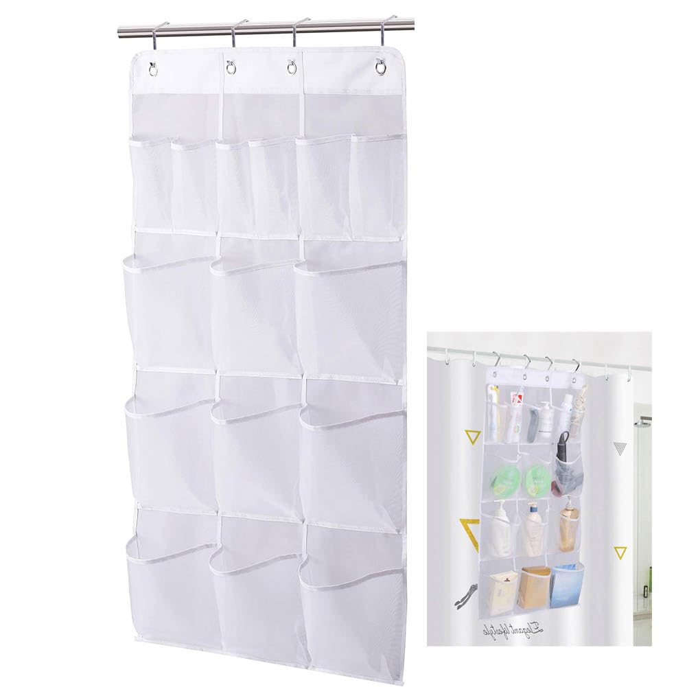 Yuidaaavzz Shower Organizer Mesh Shower Caddy Hanging With15 Pockets Tear Resistance Shower Storage Portable Large Capacity Hanging Shower