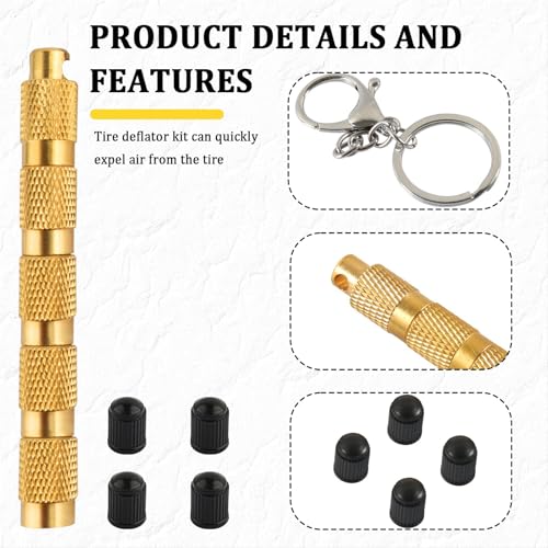 Image of IHOTDER 4-in-1 Bleeder Tire Deflators Offroad Accessories with Key Chain,Portable Universal Purpose Air Down Tire Deflators,Brass Manufactured Auto Tire Tools for Cars,Trucks,SUVs