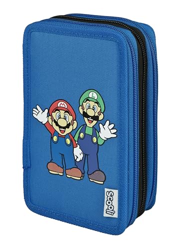 Scooli - Tripledecker Super Mario - Gefülltes Schüleretui mit hochwertigen Stiften & Zubehör - Ideal für Schule, Freizeit und unterwegs - ab 6 Jahren