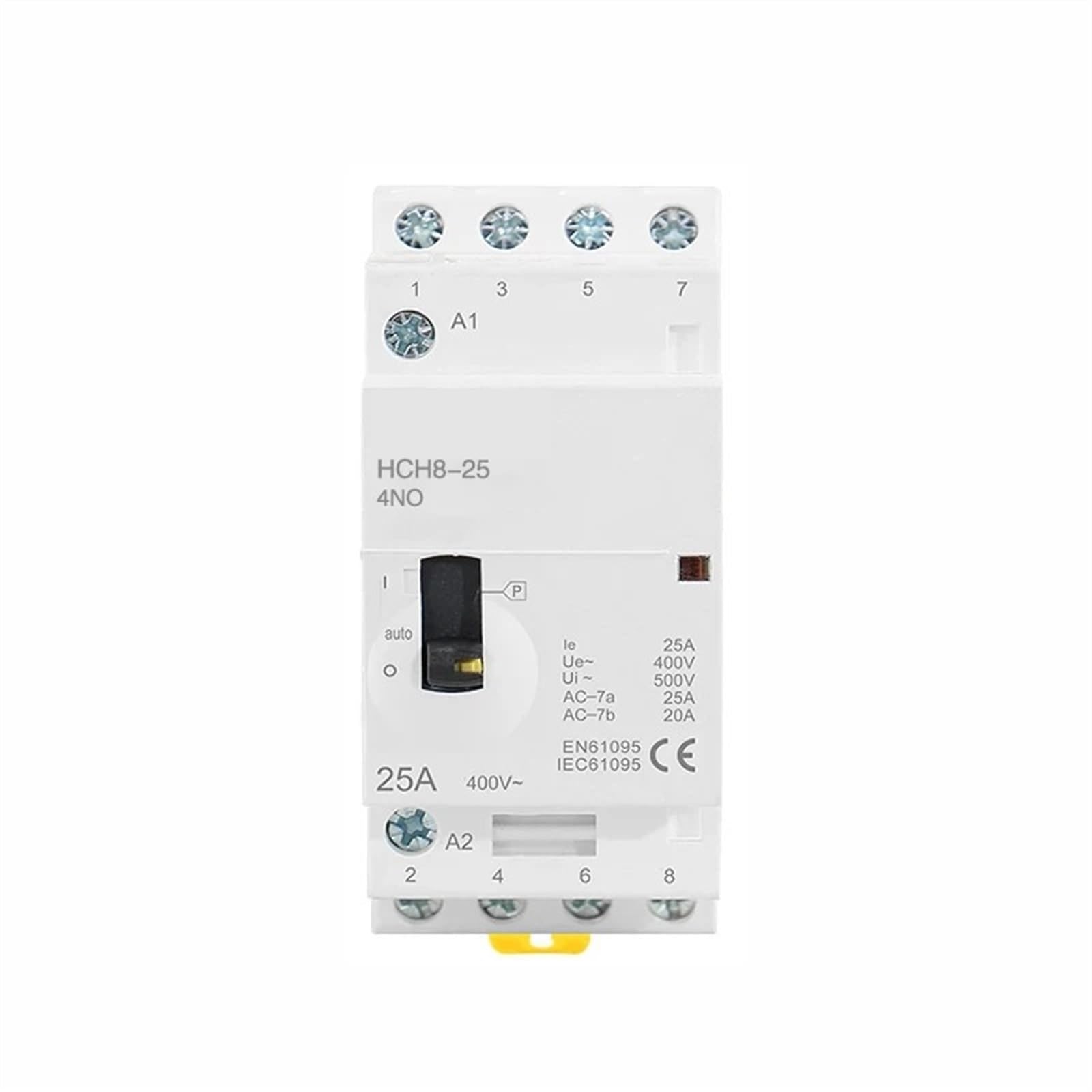 HCH8-25M 4P 16A 20A 25A 24V 110V 220V Din-schiene Haushalt AC Modulare Schütz Mit manuelle Steuerung Schalter 1Pcs (Color : 16A 4P 4NO AC110V)
