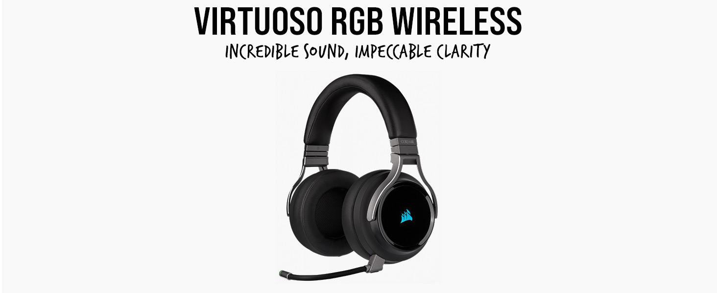 Corsair VIRTUOSO RGB Wireless High-Fidelity Gaming Headset, Carbon