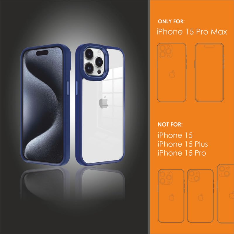 Image of for iPhone Case 15 Pro Max, [Anti-Yellowing Technology] [Military Grade Drop Protection] Shockproof Slim Hybrid Phone Case for iPhone 15 Pro Max- Indigo Blue