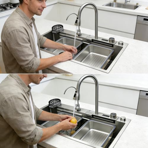 Fregadero de acero inoxidable 304 elegante con componentes de drenaje premium 4