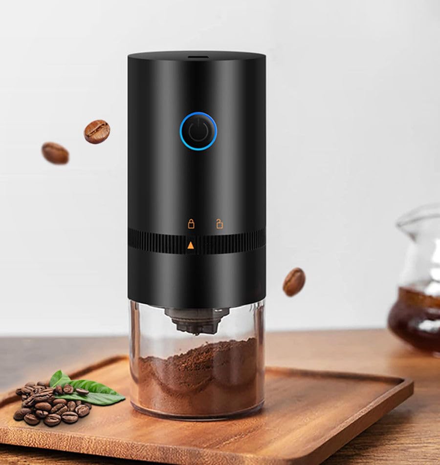 Image of STAR WORK Automatic Coffee Grinder - Adjustable Burr Mill with Precision Coarseness Control |Portable | USB Rechargeable, Compact & Durable Design for Espresso, French Press & Pour Over. (Black)