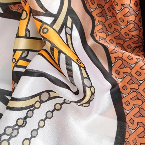 Image of Printed Poly Silken feel Scarf Stole for Women | Stylish, Soft, & Lightweight | Satin Feel Neck Scarf, Hair Scarf, Head Scarf for Women