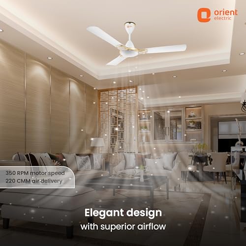 Image of Orient Electric 1200 mm Mozart ceiling fan| Designer fan with seamless ring to trim design | Anti-rust Aluminium blades| Decorative Inlay Mould Design | 5-years warranty | Nature Leaves White