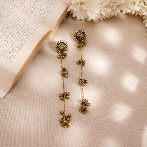 Image of Rubans Oxidised Dangle Earrings Boho Stylish Trendy Jewellery Gift for Women & Girls