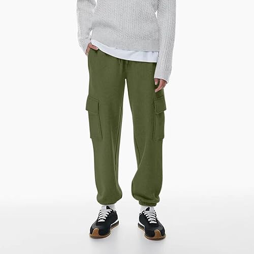 Miniatura 3 de Pantalones deportivos para mujer con bolsillos de cintura alta para gimnasio ajuste atlético pantalones holgados para descansar