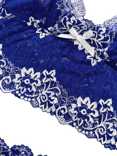 Image of Lilosy Sexy Lingerie for Women Lace Pajamas Set Cami Bra and Panty High Waist Sheer Sleepwear 2 Piece 2XS-6XL