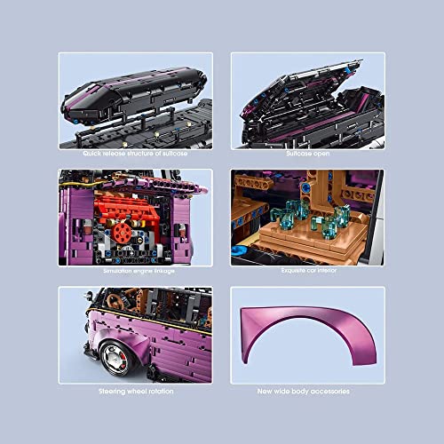 MISINI TGL T5022B Technik Reisebus Bausteinauto, 1:8, Klemmbausteine MOC Cars Kit - Lila, 3299 Teile zusammengebautes… – Bild 6