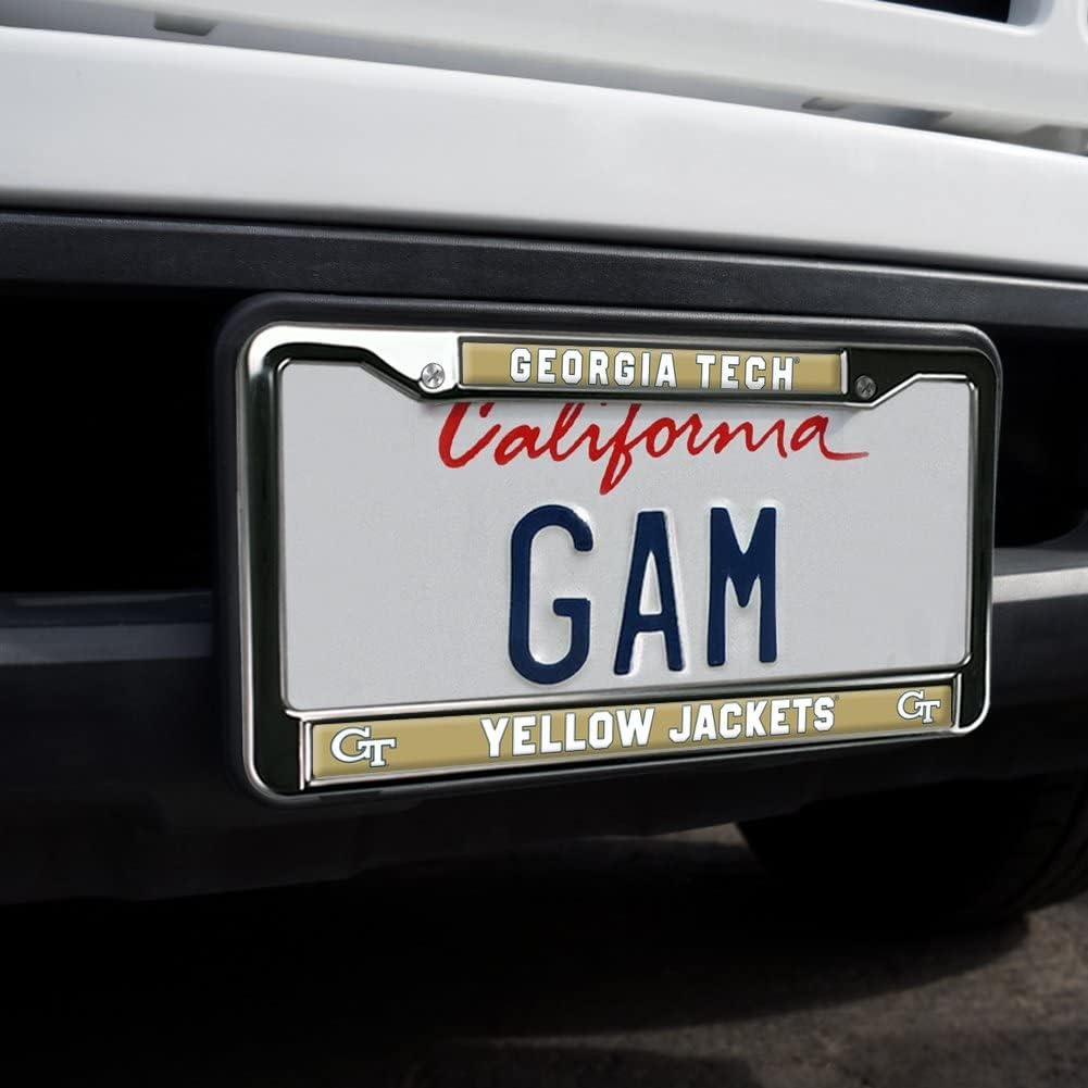 Georgia Tech Yellow Jackets Logo Full Size Standard License Plate Metal Frame