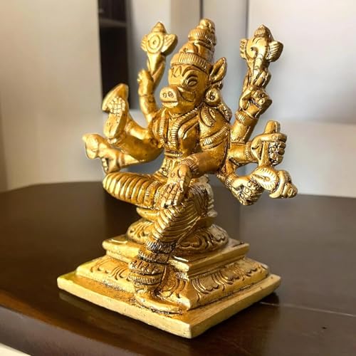 Estatua de Diosa Varahi Devi de Latón Sólido 3 Pulgadas miniatura 6