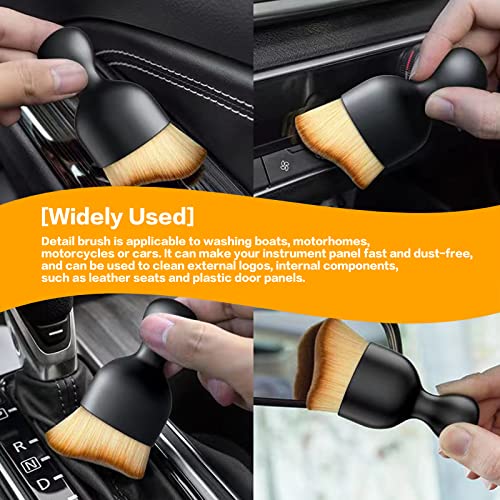 Image of AOCISKA Car Interior Detailing Brush,Soft Bristle Cleaning Brush Car Detailing Brush Dusting Brush,Car Interior Cleaning Tool,Auto Detail Brush Car Dash Duster Brush (Black&Brown)