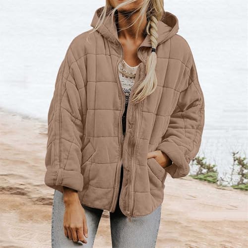 JPLZi Khaki Oversized Puffer Jacket for Women – Lightweight Quilted Pullover for Fall and Winter Comfort in XXL - Image 4
