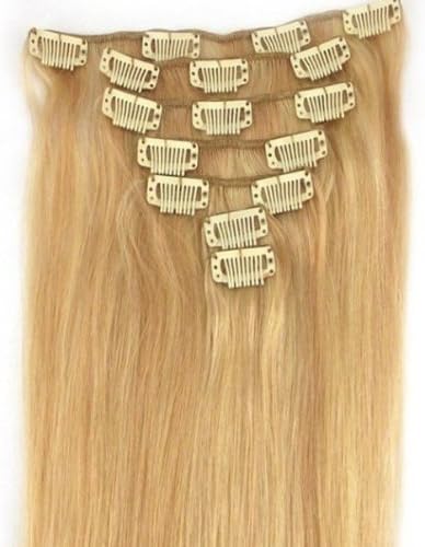 7 Pieces 100% Human Hair Clip in Extensions #27/613 Mixed Platinum Blonde Straight Human Wigs Thick Ends for Your Choose in 15 Inches,18 Inches,20 Inches and 22 Inches,wavy Available (20 inches)