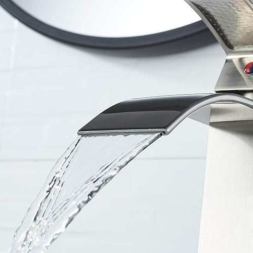 Miniatura 3 de VOTON - Grifo de baño cromado en cascada, de un solo agujero para lavabo, con cubierta