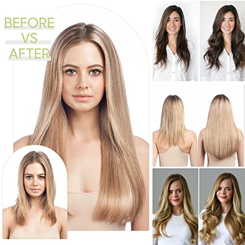 S-noilite Clip In Extensions Haarverlängerung Glatt 8 Teiliges SET 18 Clips 8Pcs Voller Kopf Wie Echthaar 66cm Sandblond & Bleichblond