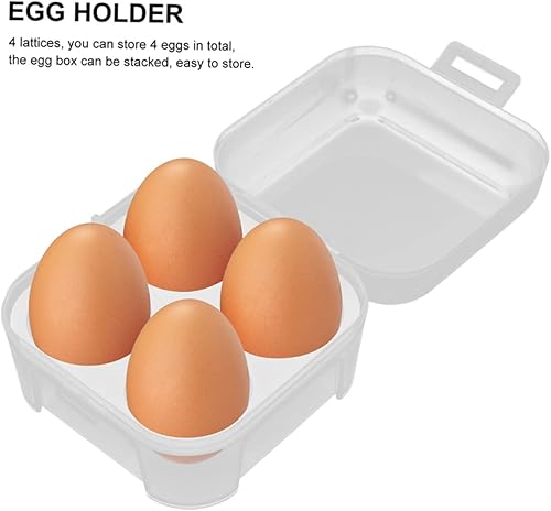 Miniatura 8 de KJHBV Caja de 2 piezas de 4 cajas de almacenamiento de huevos de rejilla para acampar nevera Cartones de huevos de plástico Caja de almacenamiento
