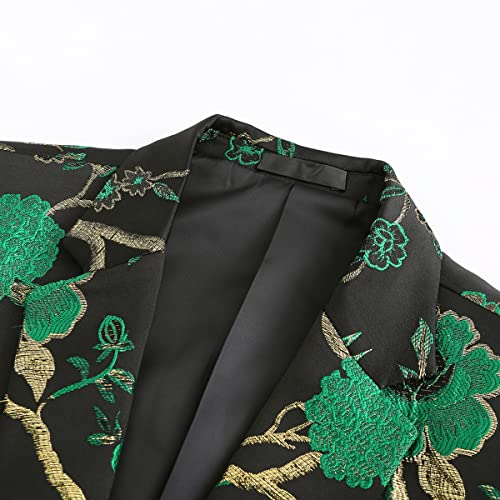 Cloudstyle Mens 2 Piece Floral Dress Suit One Button Dinner Tuxedo Jacket & Pants Green #TOP3