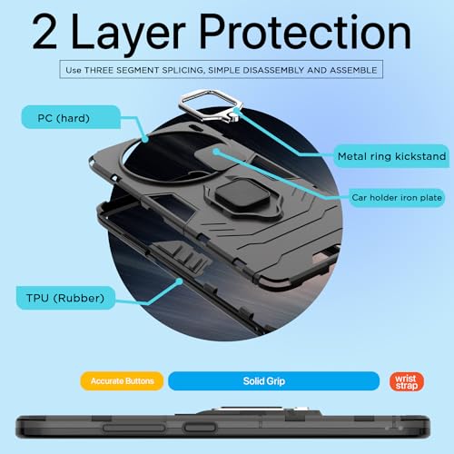 Image of Amazon Basics Back Cover for Vivo X100 Pro 5G| 360 Protection Case| D5 Tough Armor Bumper Case (Black)