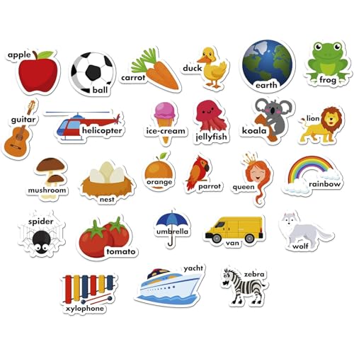 NEOCLICK Foam Fridge Magnets for Toddlers, 26 Figures ABC Alphabet Magnetic Objects for Kids, Preschool Learning Toddler Magnets for Fridge and Whiteboard