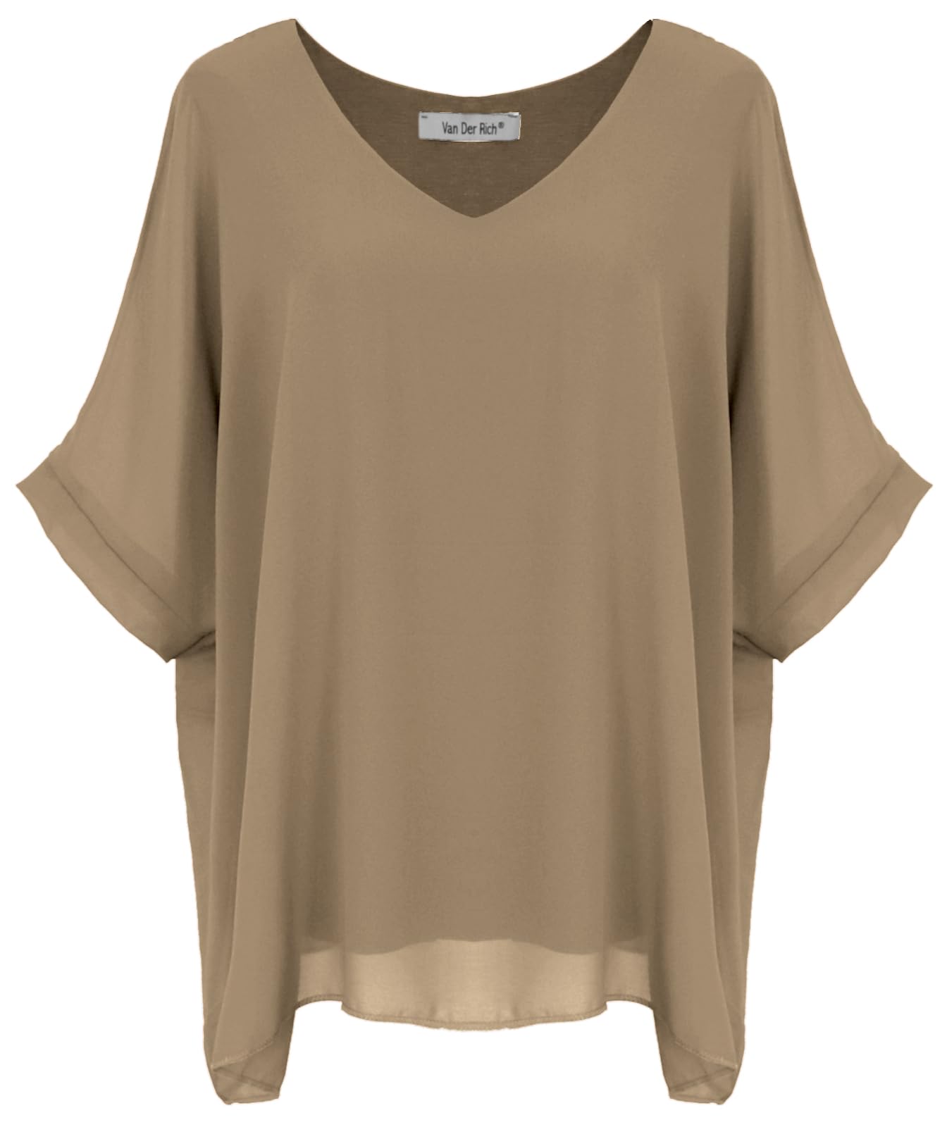Van Der Rich ® - Blusa Holgado de Gasa con Cuello en V Forro Interior - Mujer
