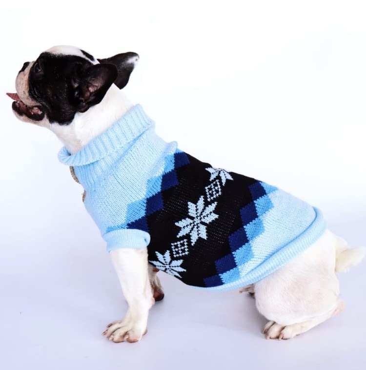 KUTKUT Dog Sweater,Turtleneck Knitwear Small Dog Sweater, Soft Comfortable Knitwear Pullover for Shihtzu, Maltese Pug etc, Argyle Style Weaved Pet Sweater Winter Dog Clothes (2XL, Chest: 50cm) 3