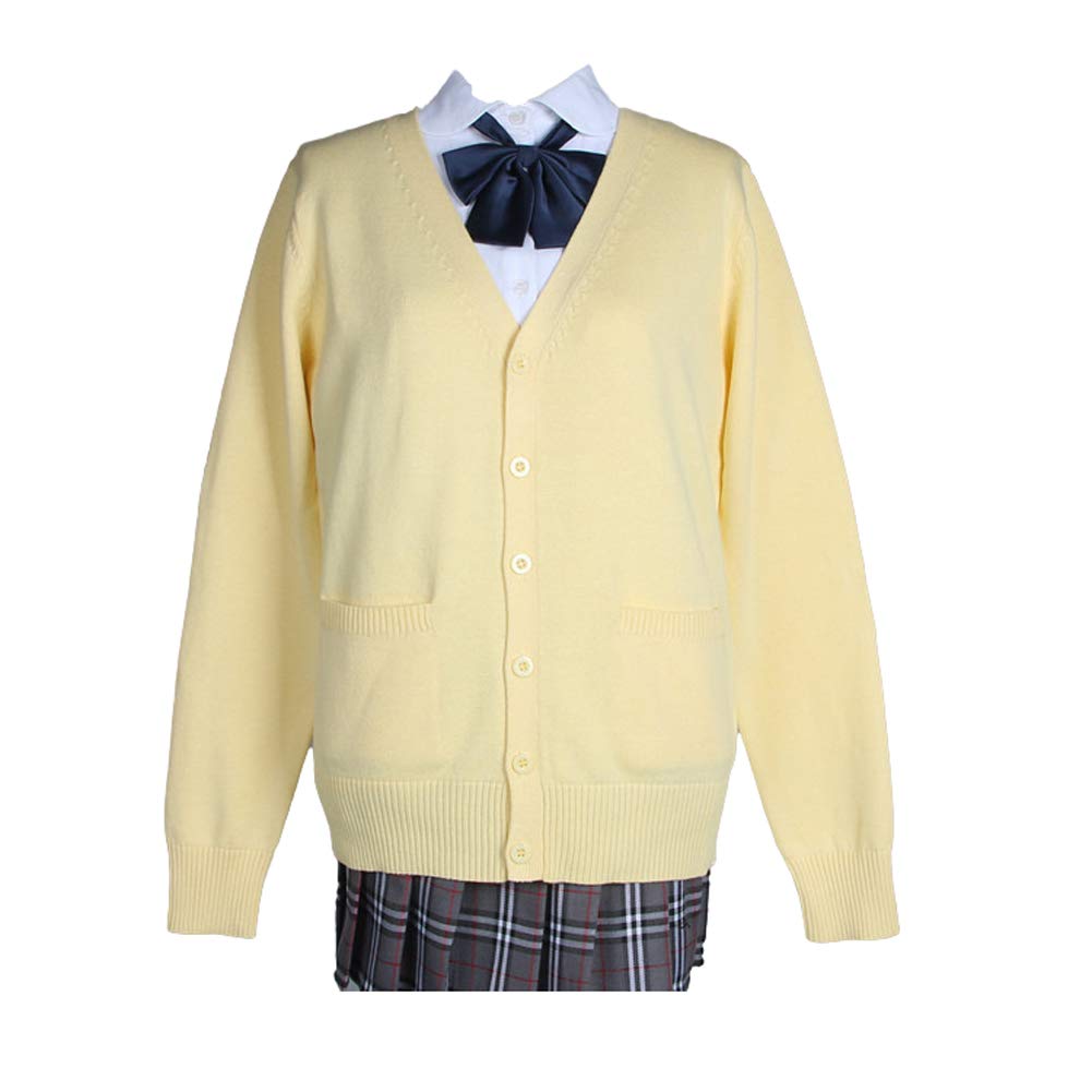 Blostirno Womens Cardigan School Uniform Sweater Cardigans V-Neck Long Sleeve Button Down Knit with Pockets