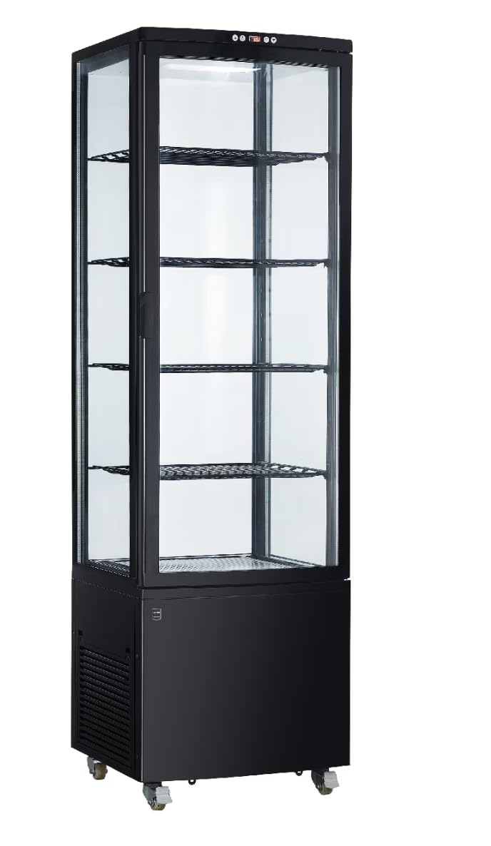Vitrina Refriguerada Expositora, 215 L, Estantes Ajustables, Iluminación LED, Blanco y Negro medida 51,5 x 48,6 x 160,2 | Vitrina Horeca