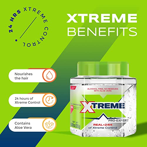 Xtreme Pro-Expert Clear Styling Hair Gel, Alcohol-Free 24-Hours Control With Aloe Vera, 8.81 Oz Jar (Pack Of 24) #TOP7