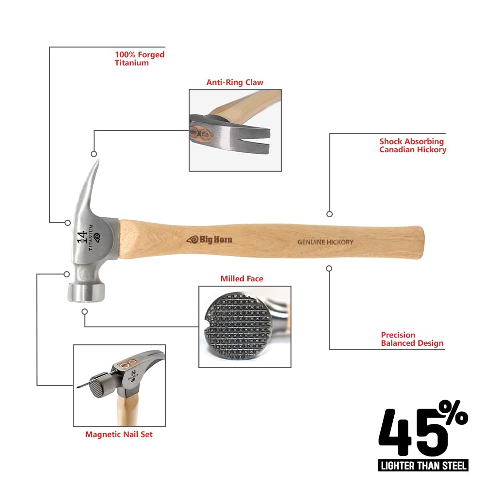 BIG HORN Titanium Framing Hammer - 14 Oz -2