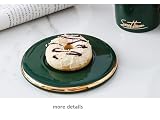JIUJ Filiżanki ze spodkami Basic do herbaty, kawy, cappuccino, europejska ceramika, złota, zestaw filiżanek kontynentalnych, czarny