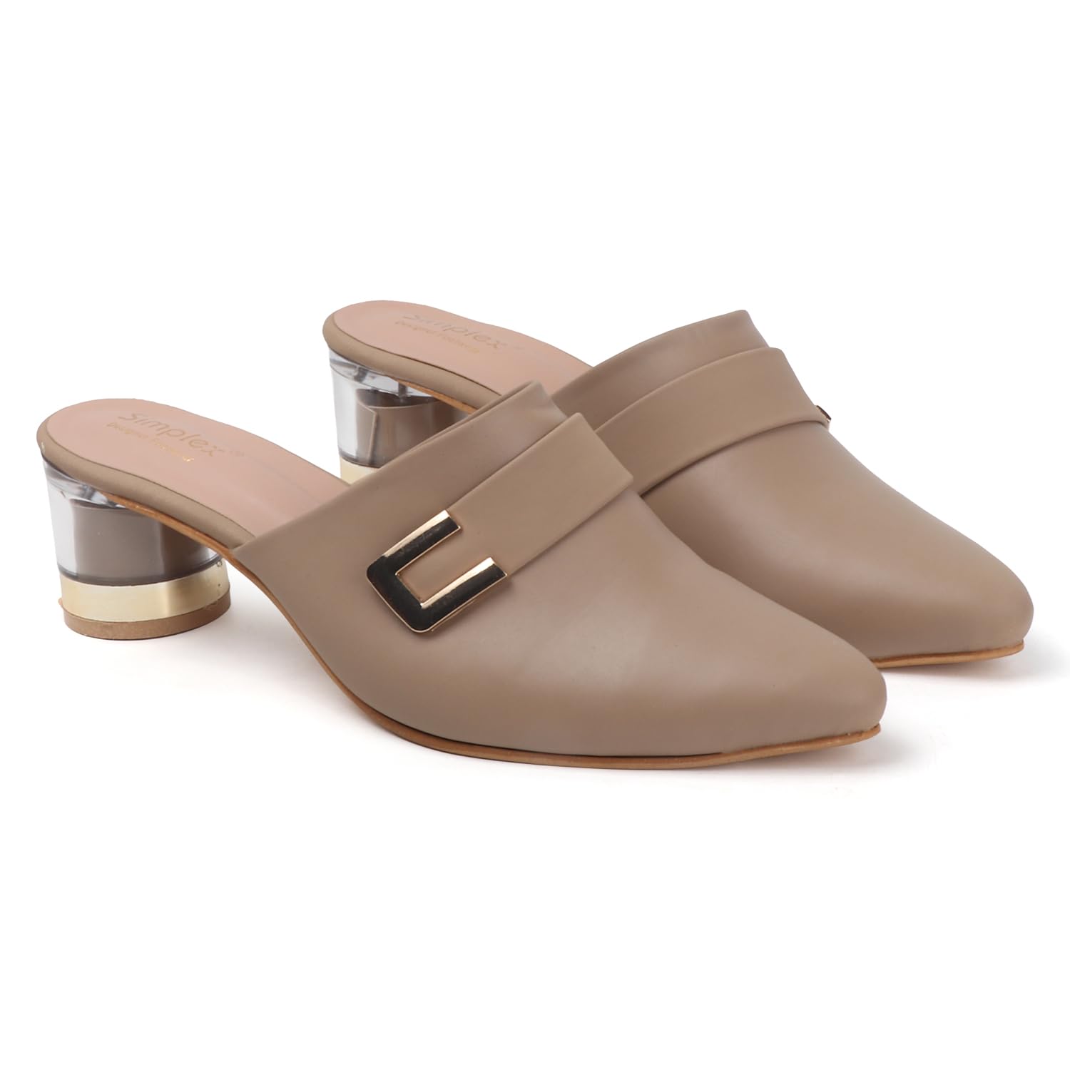 Women's Stylish Slip-On Mules with Transparent Block Heel | Pointed Toe Heels for Office & Casual Wear-image-41