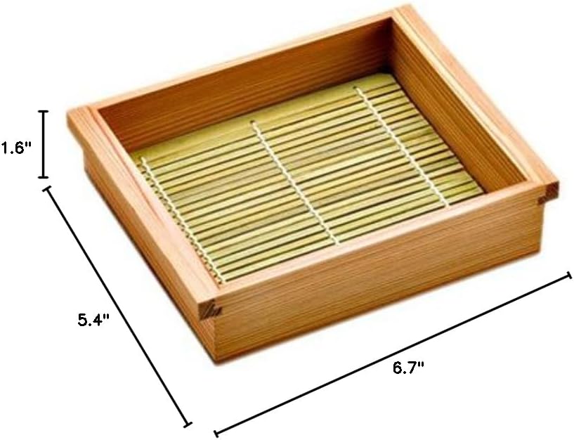 Yamako 18118 Cedar and Hanko Long Square Mori Box with Bamboo Drop, Small