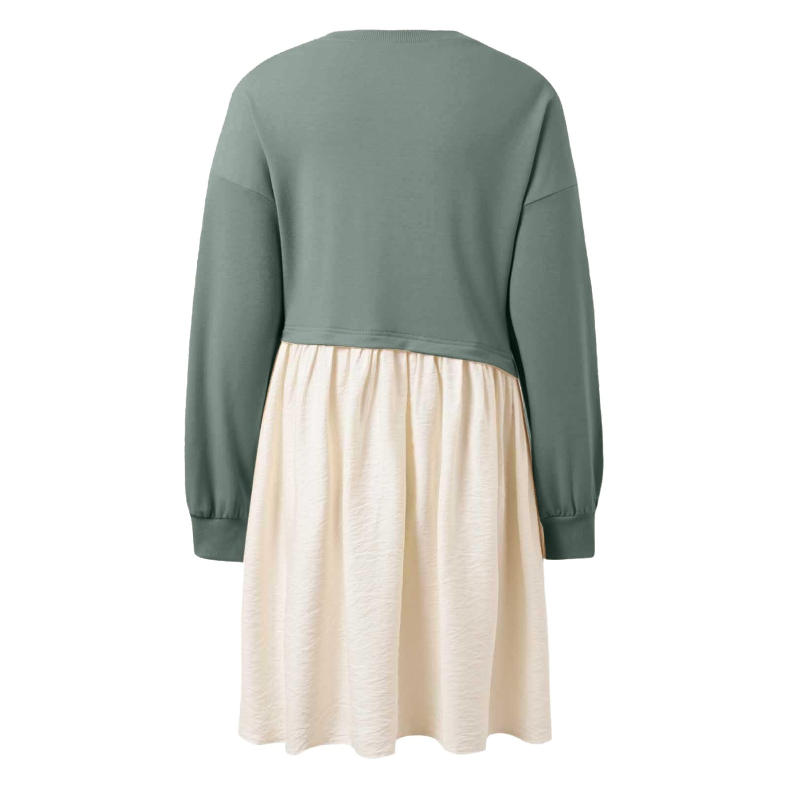 2026 décontractée Manches Longues Femme Automne Hiver Nouveau Sweat-Shirt contrasté col Rond Jupe Courte Patchwork Tendance