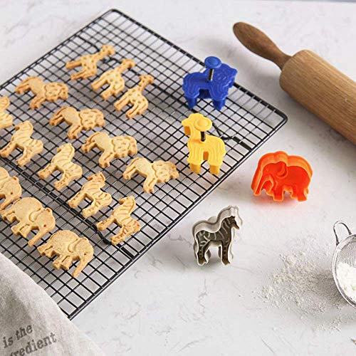 9Pcs/Set Jungle Safari Animal Cake Fondant Mold With Tropical Leaf Cookie Cutter, Hawaiian Palm Leaves Sugar Craft Cutters For Jungle Animals Brithday Party Baby Shower Cake Cupcake Decorations Tools #TOP3