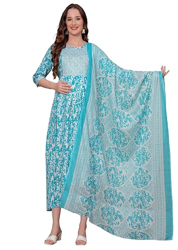 Image of SKY FAB Women Viscose Rayon Maternity and Feeding Dress Kurta with Dupatta with Zipper