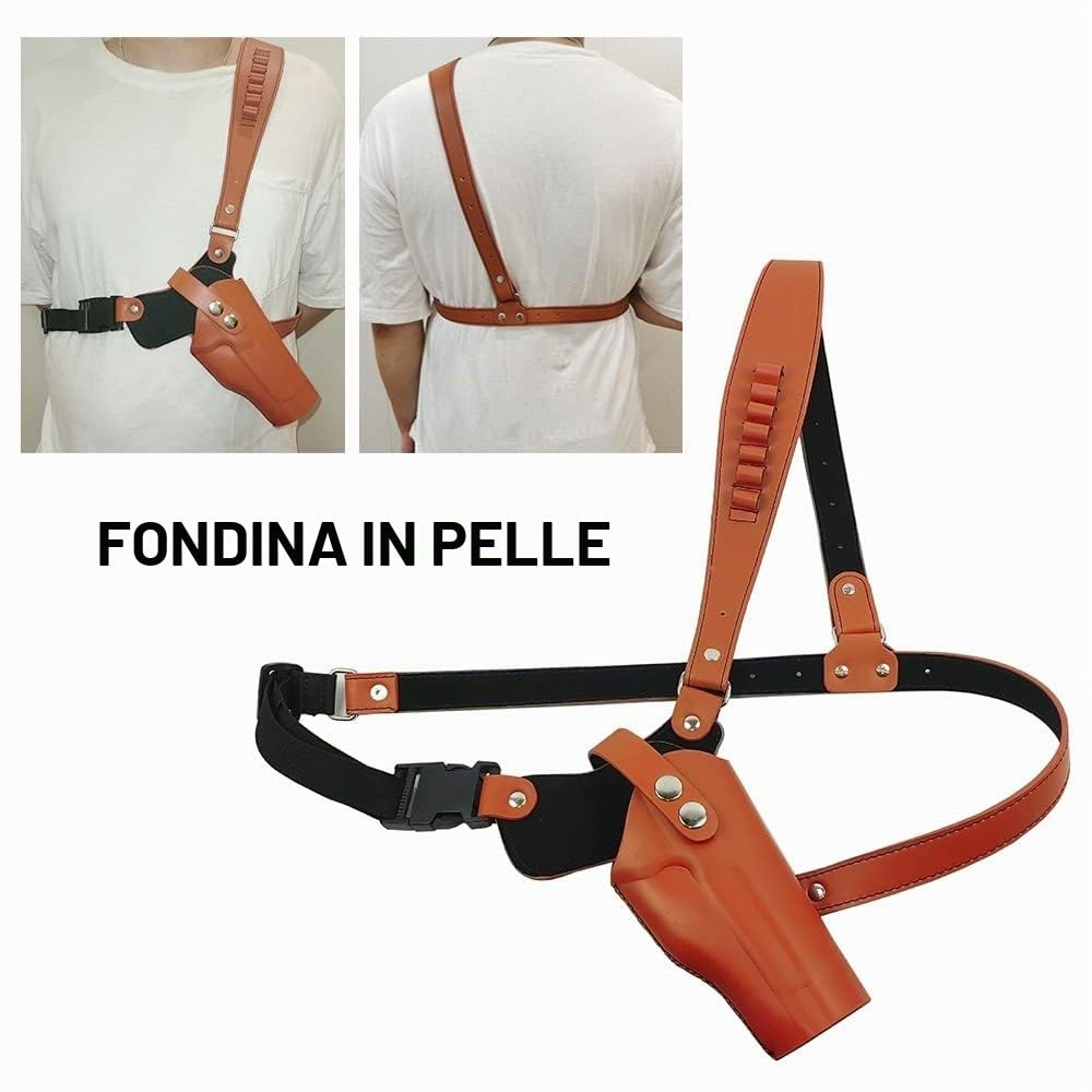 DONGKER Fondina Ascellare per Pistola Halloween,Fondine per Pistole Spalla in Pelle Holster Pistola Nascosta Regolabile con 7 Fori di Proiettile per 1911 G17 G17 G20 G23 M9 P85
