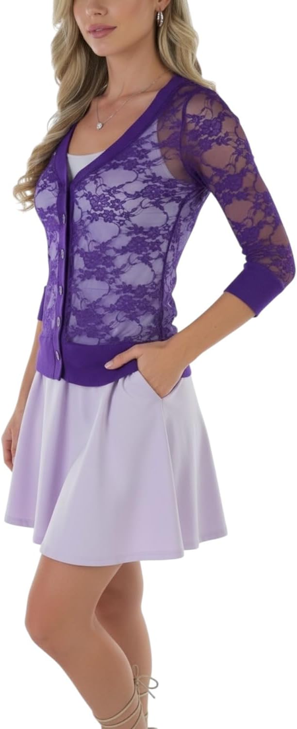 ToBeInStyle Women’s Trendy All Lace Sheer Flirtatious Layering Cardigan