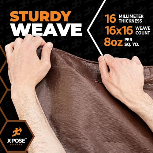Image of 5' x 7' Super Heavy Duty 16 Mil Brown Poly Tarp Cover - Thick Waterproof, UV Resistant, Rip and Tear Proof Tarpaulin with Grommets and Reinforced Edges - by Xpose Safety