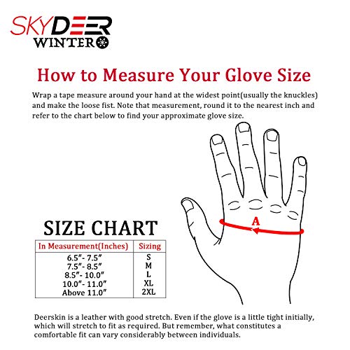 Skydeer Mens Winter Insulated Snow Work Gloves With Deerskin Suede Leather, Flexible & Durable & Warm & Windproof For Cold Weather Work, Driving, Cycling (Sd5166T/L, Warm 3M Thinsulate Insulation) #TOP5