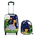 Goplus 2Pc 12" 16" Kids Carry On Luggage Set Upright Hard Side Hard Shell Suitcase Travel Trolley ABS (Lion)
