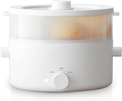 Miniatura 1 de Vaporizador eléctrico para cocinar, olla antiadherente de esmalte de cerámica de 2 litros, cocina eléctrica multifuncional de doble potencia,
