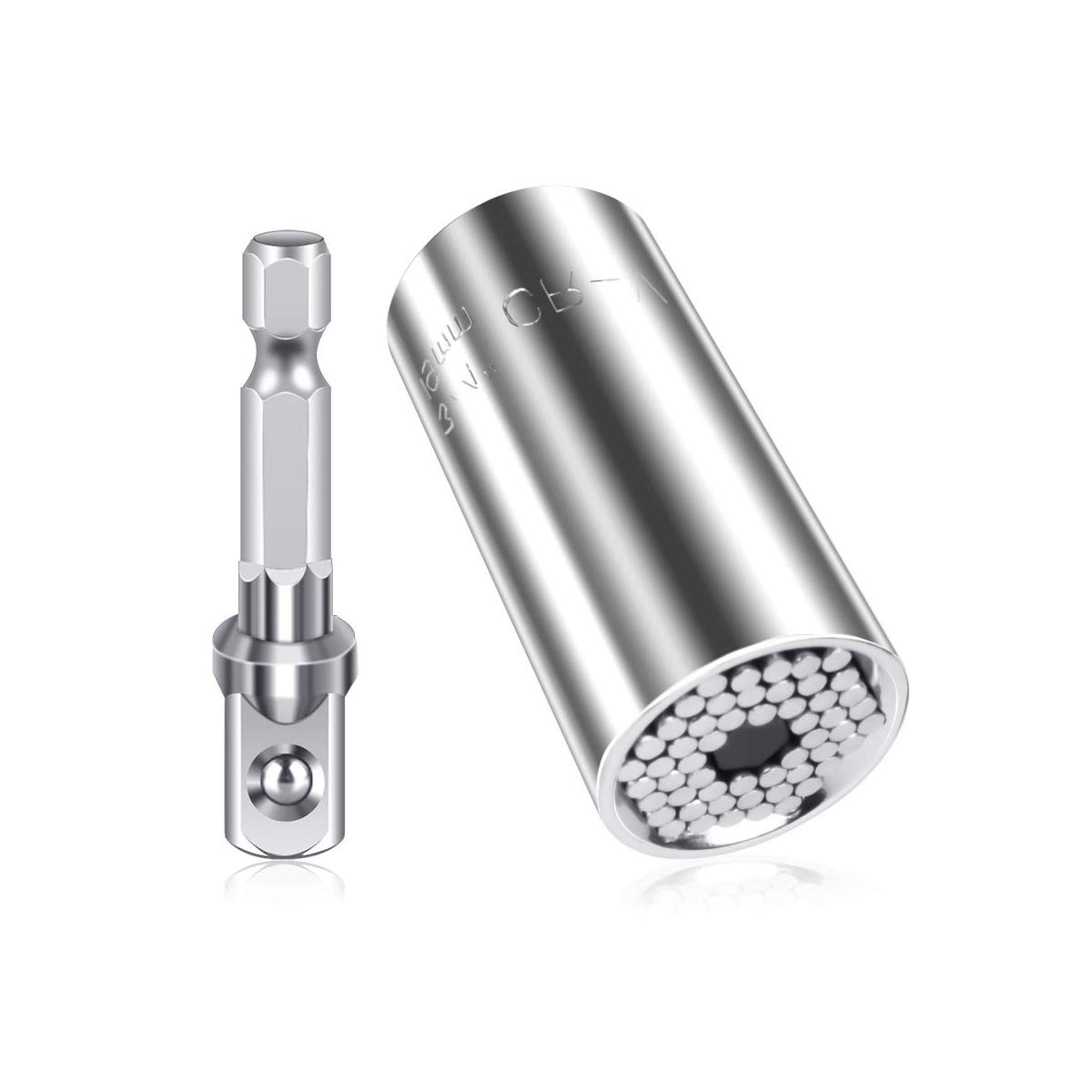 WeTestPremium Universal Socket Wrench with Multi-Function Grip, Ratchet Tool Set (7-19mm), Power Drill Adapter, Tools Gifts for Men (LJ-JSL-010501)