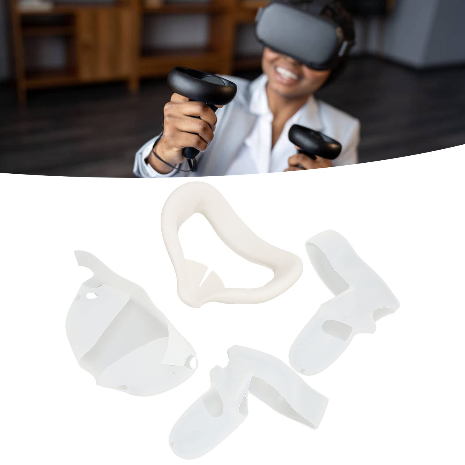 Funda de Silicona 4 en 1 VR para 2, Juego de Accesorios VR, Kit de protección Completa con Agarre Antideslizante y