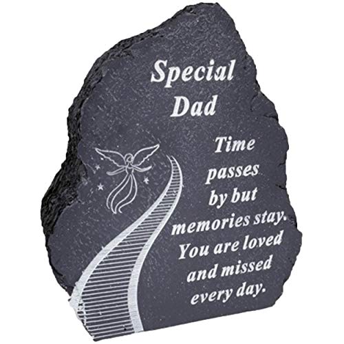 Black And White Stairway To Heaven Special Dad Tribute Detail Rock Memorial Grave Plaque