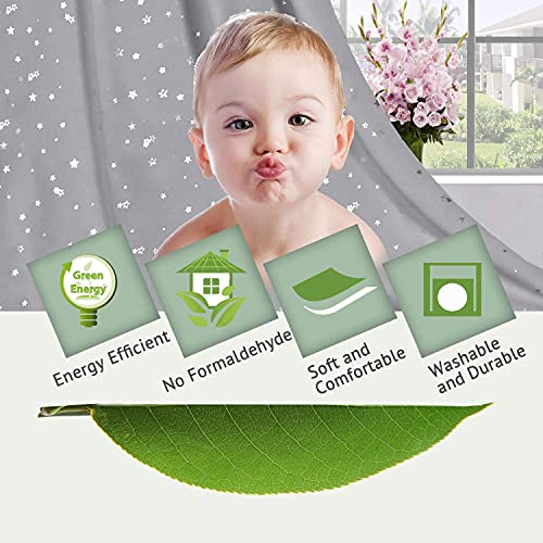 H.Versailtex PART-HPBGRGREYSTAR-5284 Blackout Star Curtains For Kids Room Boys Girls Twinkle Silver Stars Thermal Insulated Cute Thick Soft Curtain Drapes, Grommet Top, 1 Panel thumb #5