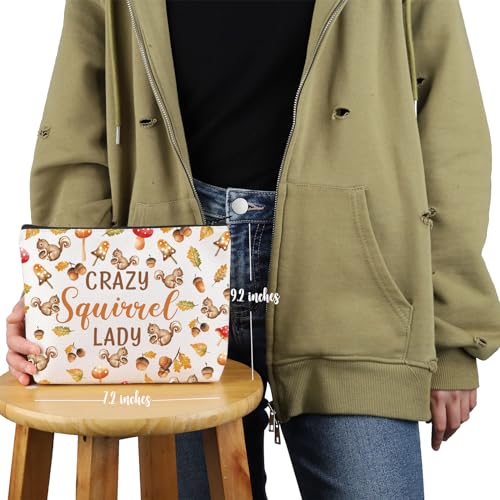 PYOUL Squirrel Lover Gift Crazy Squirrel Lady Makeup Bag Chipmunk Lover Cosmetic Bag Squirrel Merch (Crazy Squirrel Lady Bag) - Image 2
