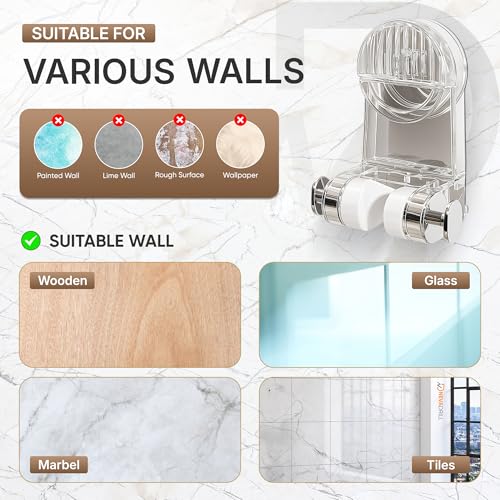 Image of Vacuum Suction Shower Head Holder for Bathroom | Lever Lock No Drill Wall Mount | Reusable & Waterproof Adjustable Hand Shower Holder | PET [ND-13822]