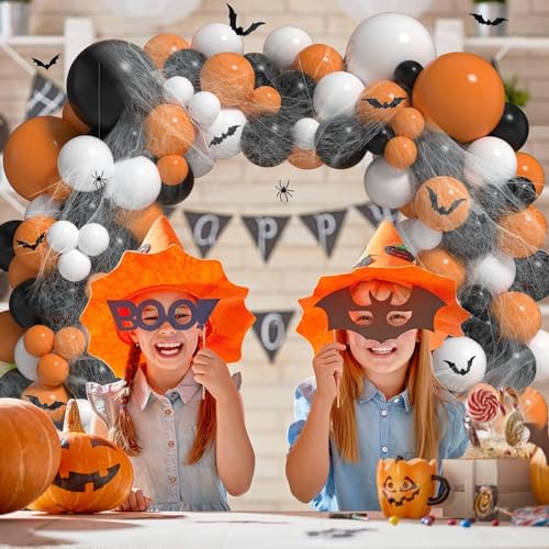 Image of Rozi Decoration 93-Piece Multicolor Rubber Halloween Balloon & Spider Web Garland Party Decor Kit